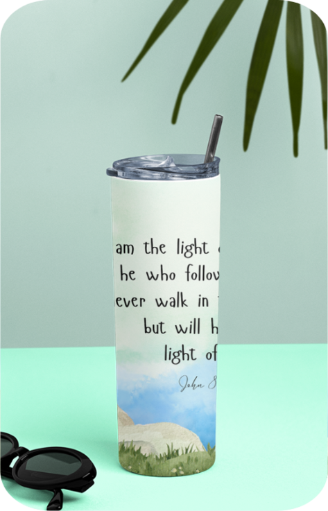Tumbler Bottle - John 8:12 - I am the Light of the world