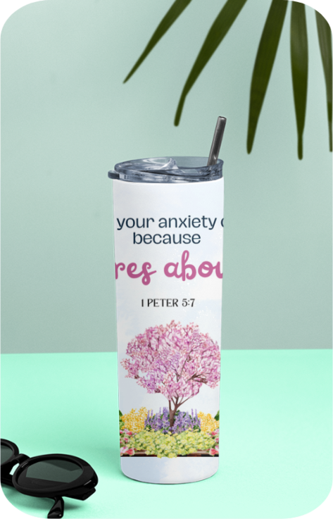 Tumbler Bottle - 1 Peter 5:7 - He cares about you
