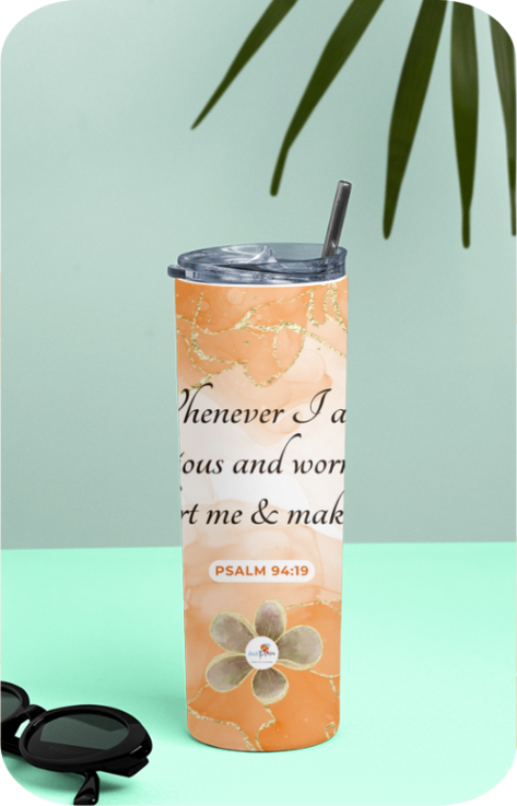 Tumbler Bottle - Psalm 94:19 - He comforts me