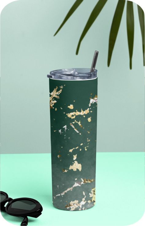 Tumbler Bottle - Teal Gold glaze - Generic