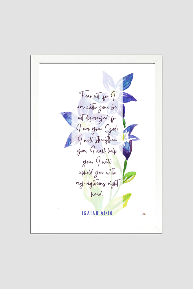 Isaiah 41:10 - Royal Bluebell flower - A4 Frame - English