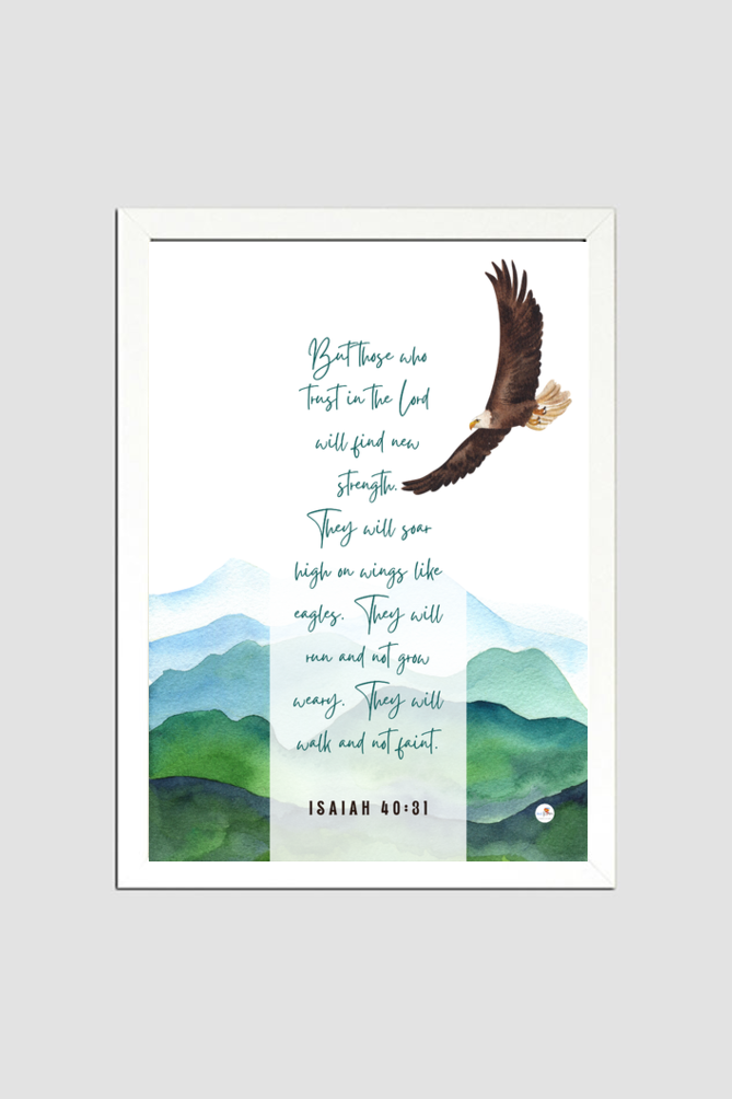 Isaiah 40:31 - Scenic view with Eagle - A4 Frame - English