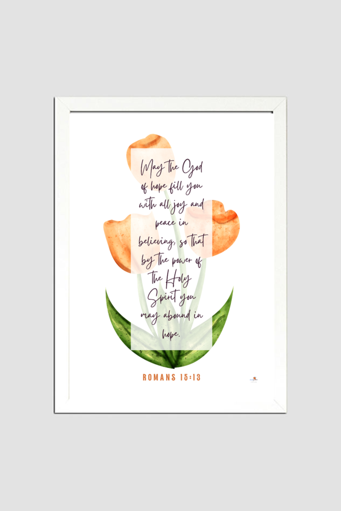 Romans 15:13 - Tulip flower - A4 Frame - English