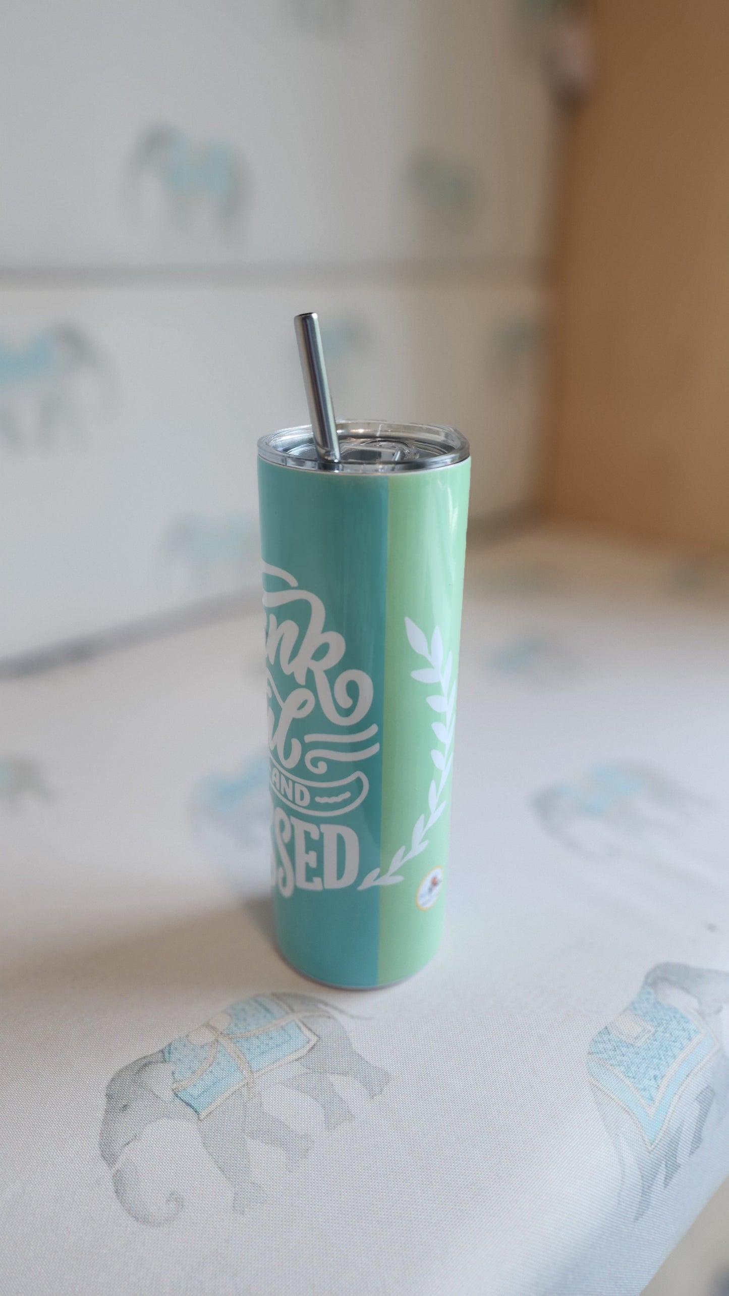 Tumbler Bottle - Thankful, Grateful, Blessed - Blues