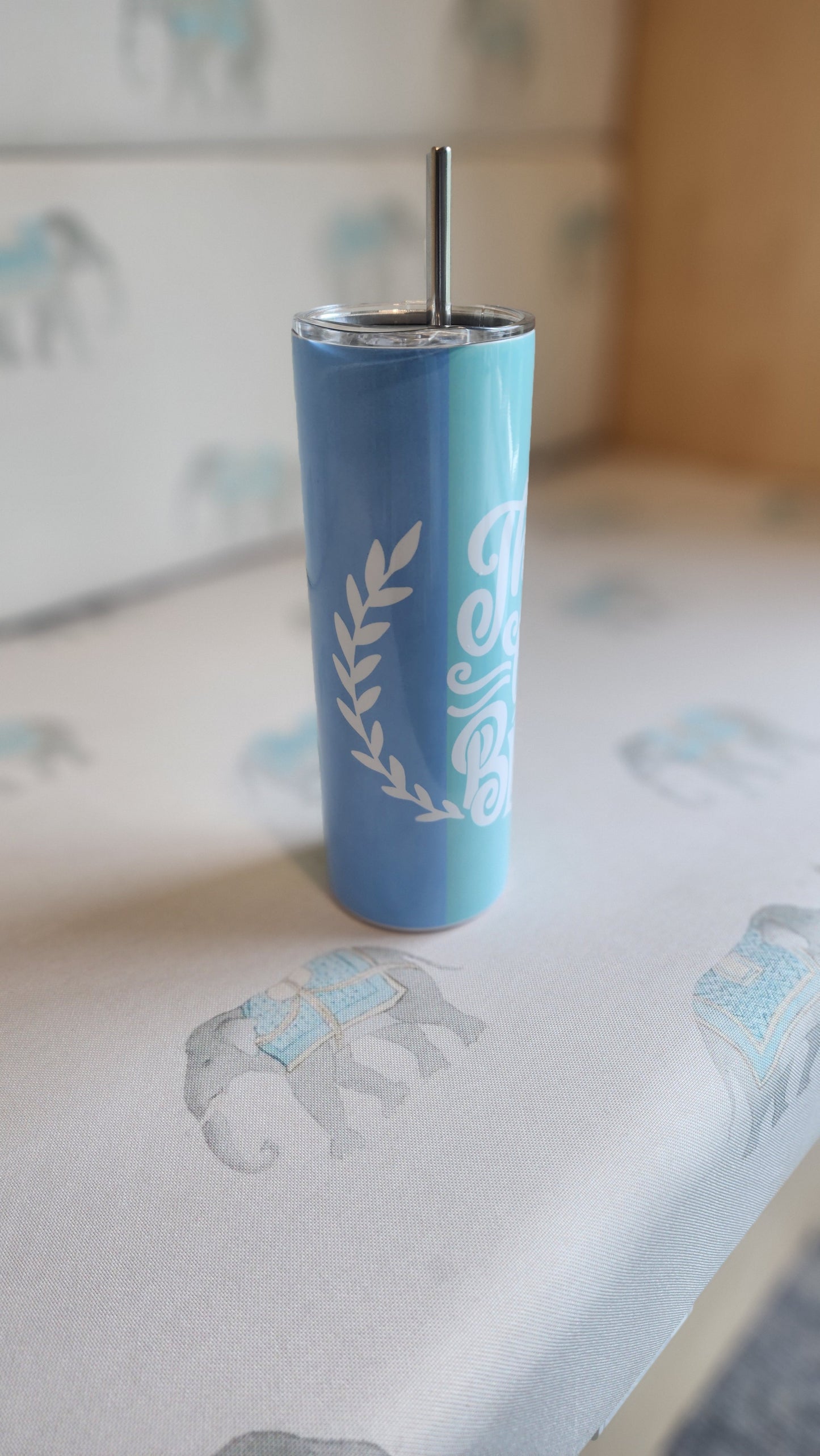 Tumbler Bottle - Thankful, Grateful, Blessed - Blues