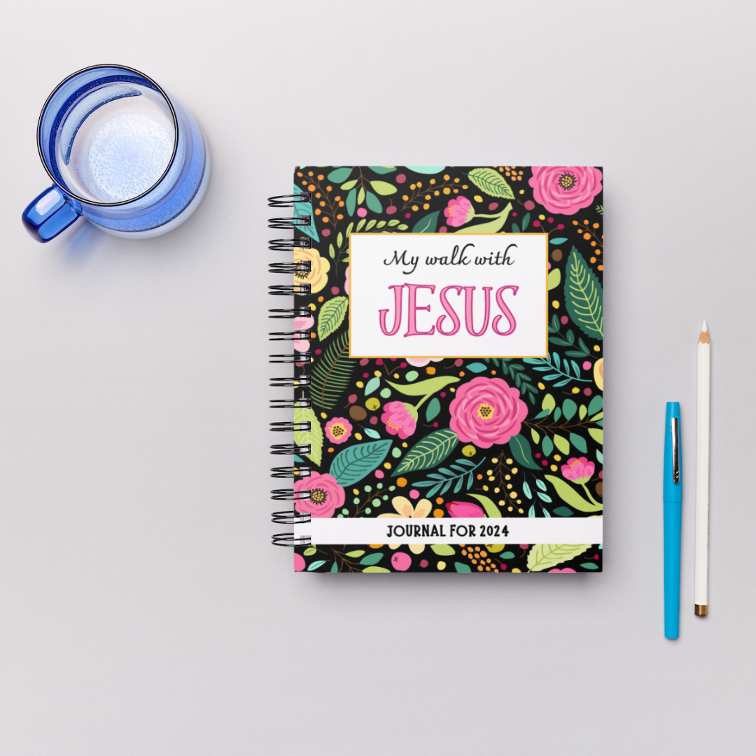 Journal - My walk with Jesus - Black floral