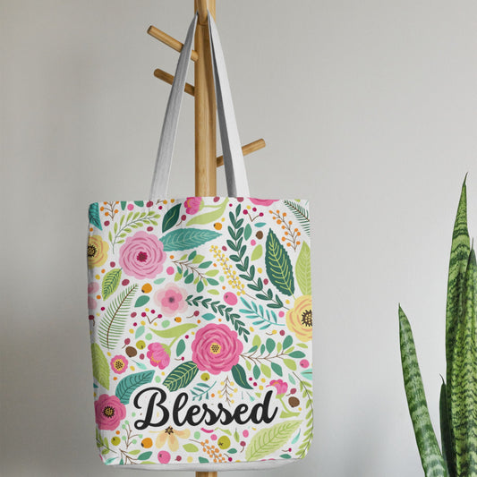 Tote Bag-Blessed-Floral-All Over Print