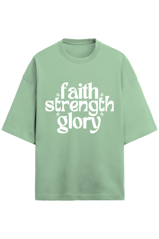Faith Strength Glory x 2 - Terry - Puff White