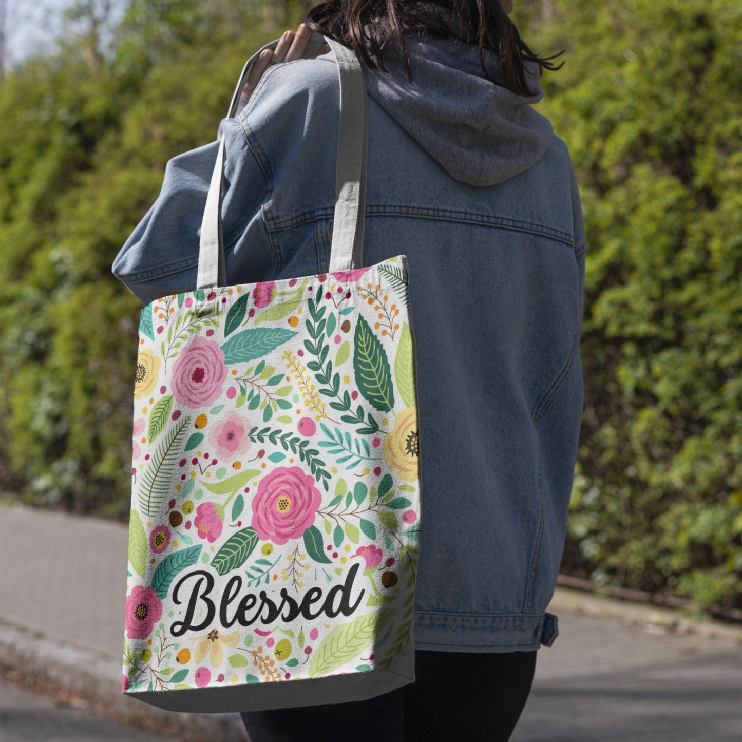 Tote Bag-Blessed-Floral-All Over Print