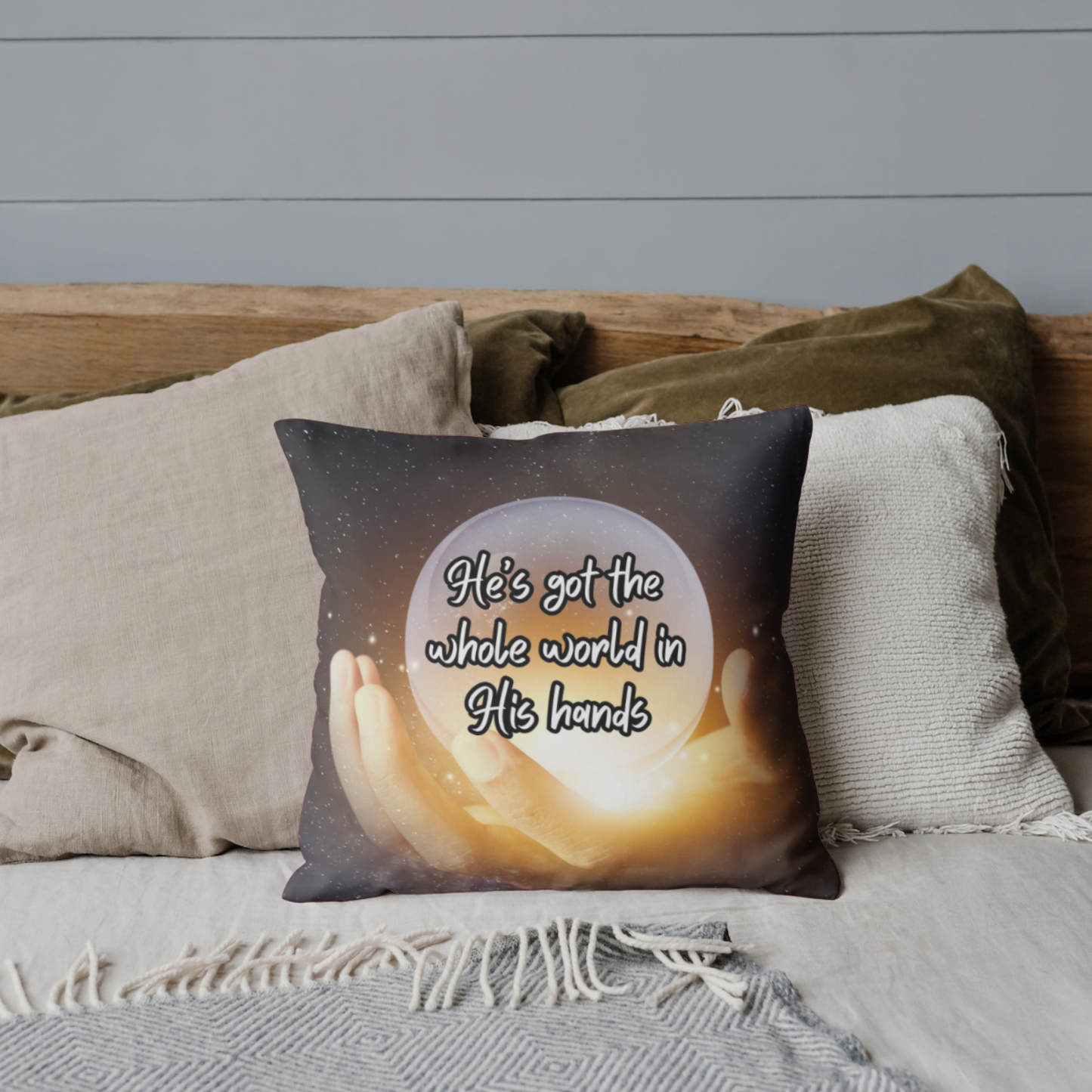Cushion cover | He's got the whole world in His hands