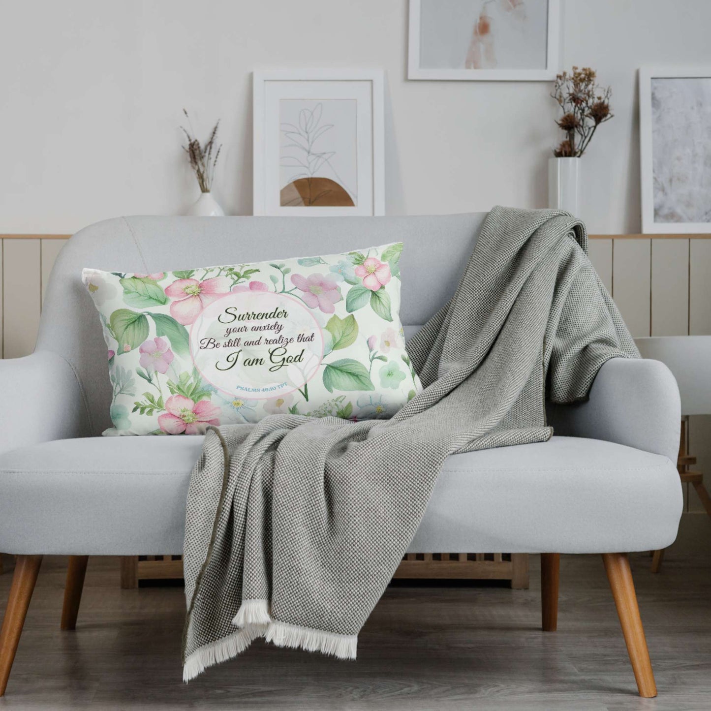 Pillow covers | All over print | Floral | Psalms 46:10 - Surrender | Pastel