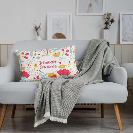 Pillow covers | All over print | Floral | Jehovah Shalom - Peace | White