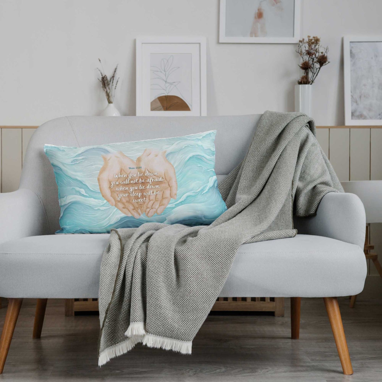 Pillow covers | All over print | Waves | Prov 3:24 | Blues