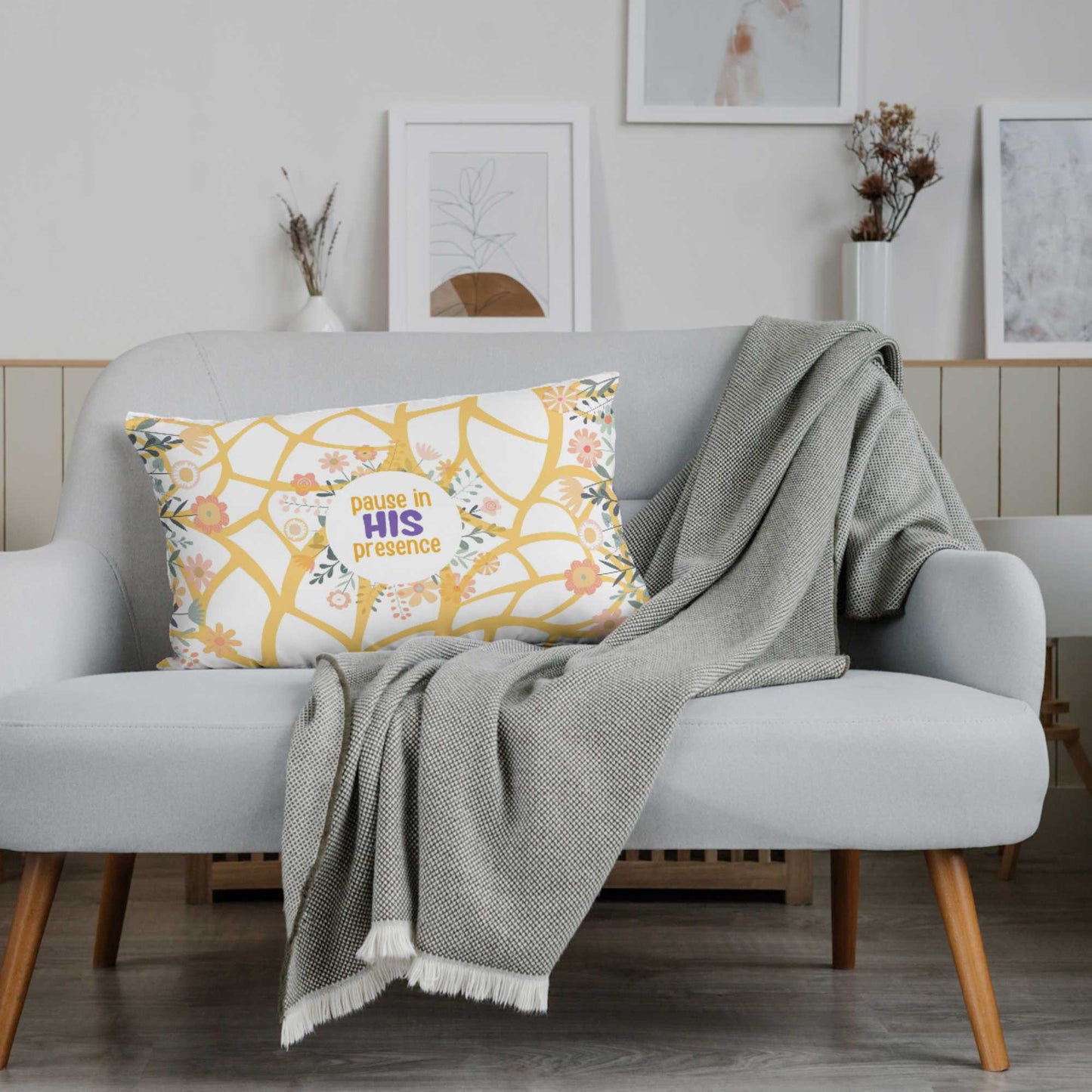 Pillow covers | All over print | Floral | Pause in His presence | Yellow