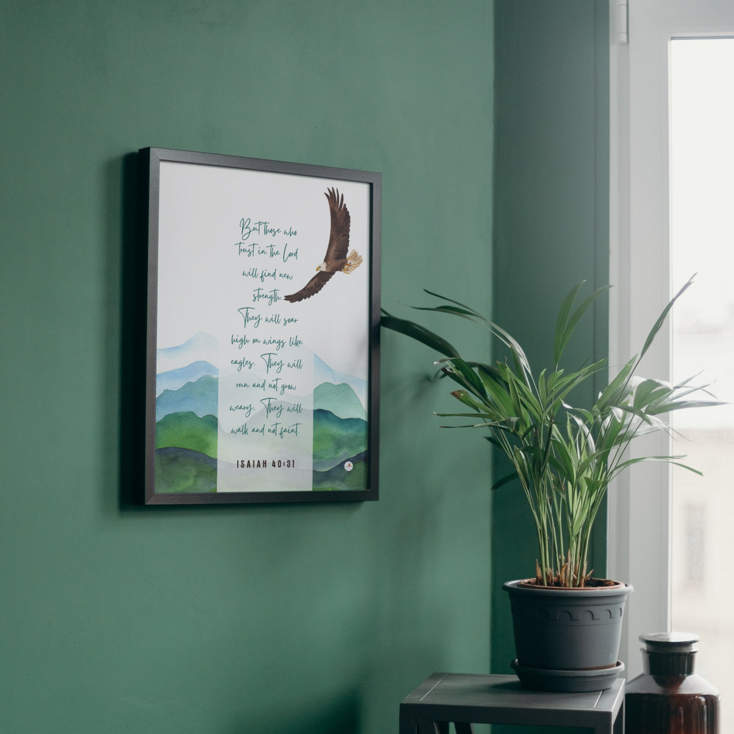 Isaiah 40:31 - Scenic view with Eagle - A4 Frame - English