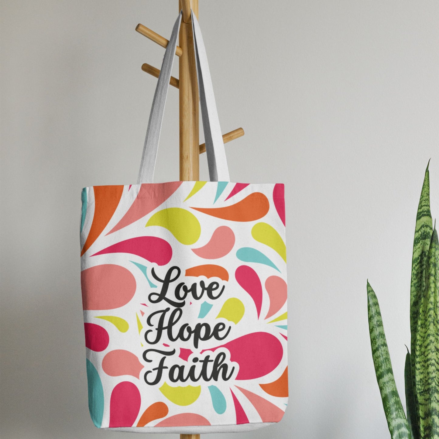 Tote bag - Abstract design - Love.Hope.Faith - All Over Print