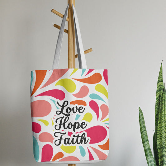 Tote bag - Abstract design - Love.Hope.Faith - All Over Print