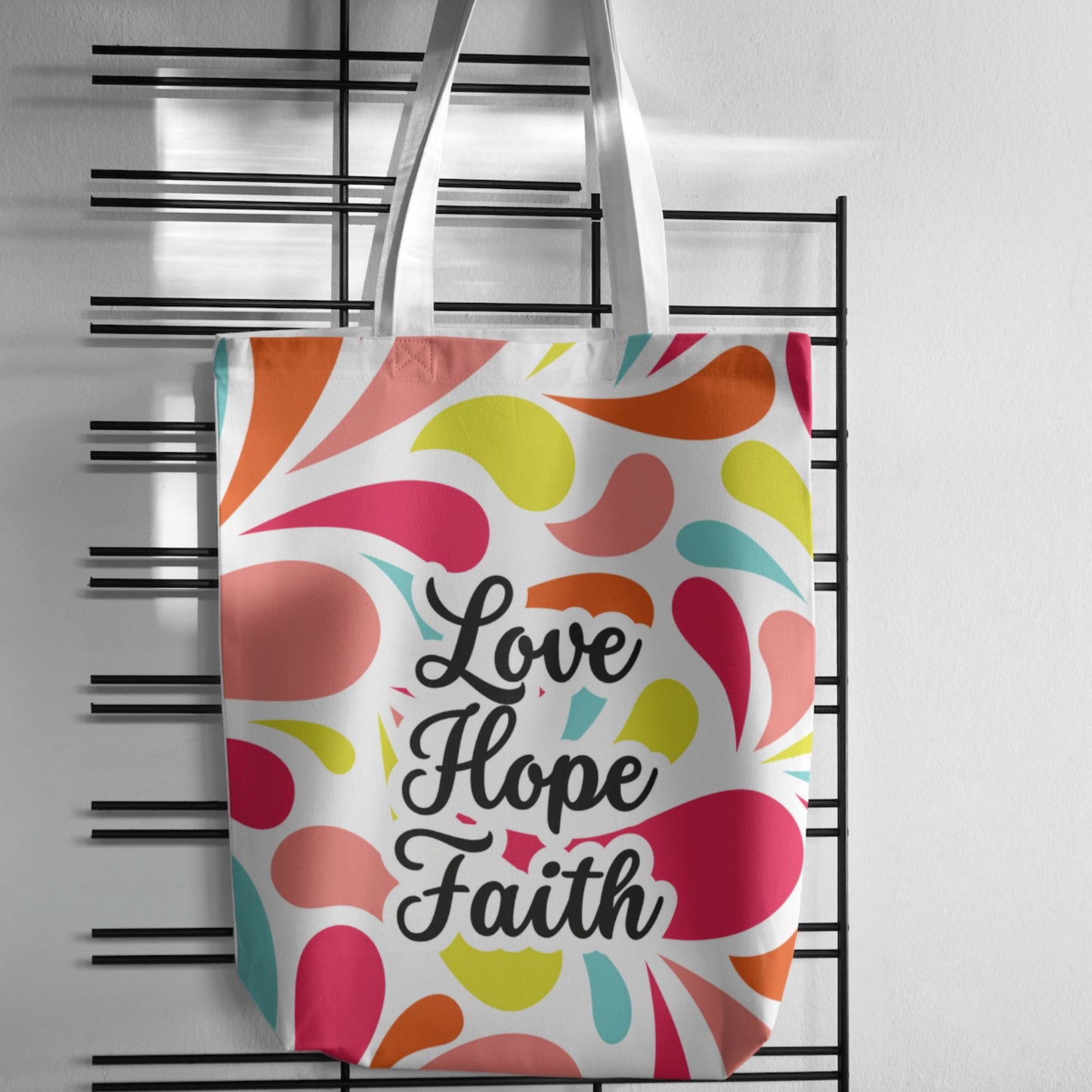 Tote bag - Abstract design - Love.Hope.Faith - All Over Print