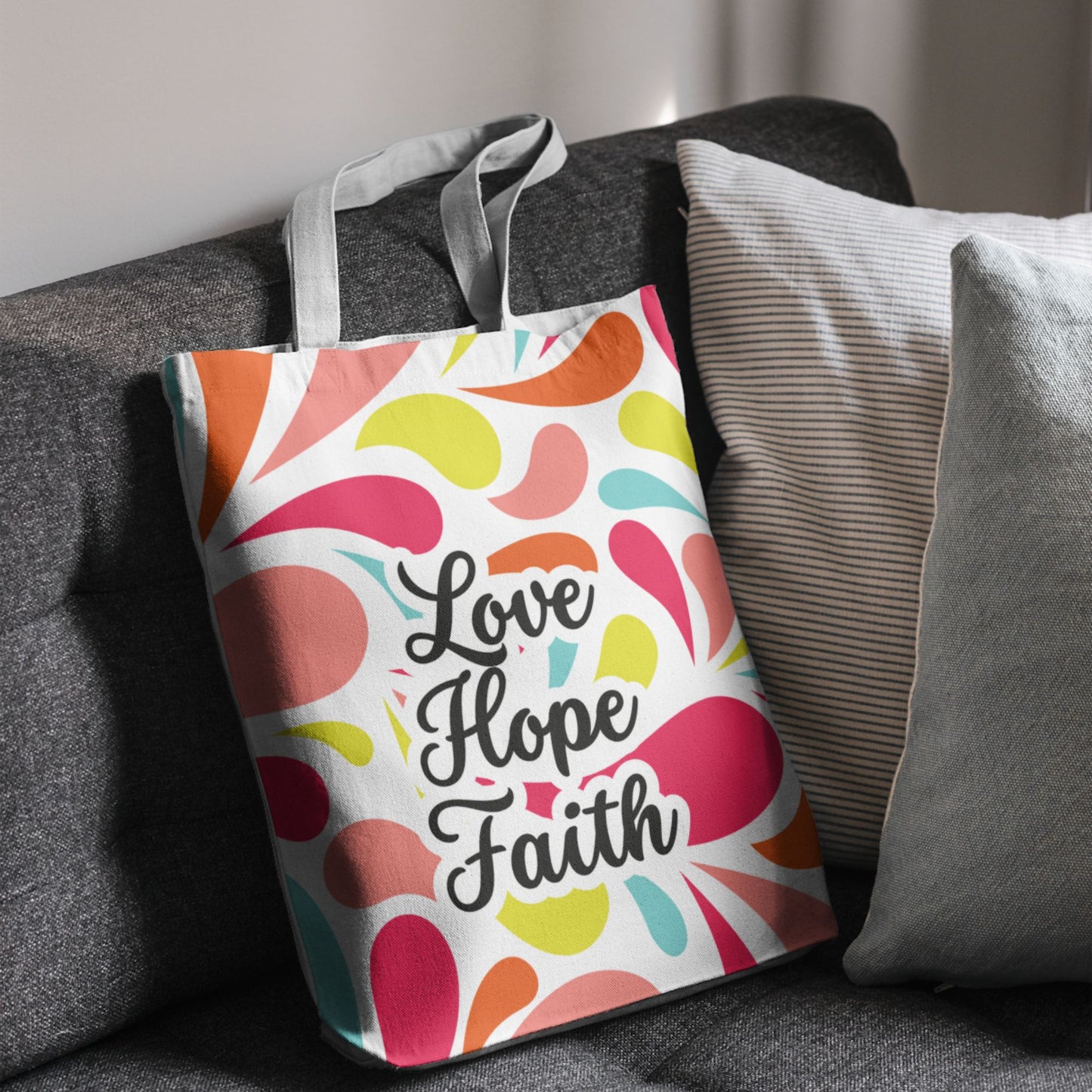 Tote bag - Abstract design - Love.Hope.Faith - All Over Print