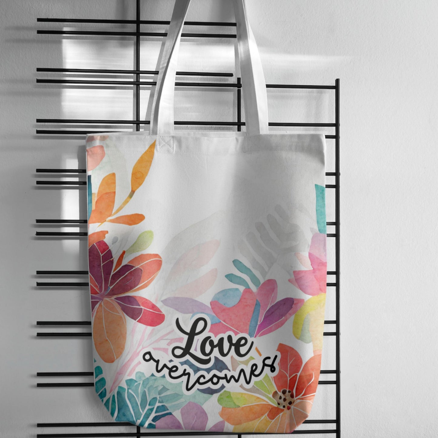 Tote bag - Watercolour floral - Love overcomes - All Over Print