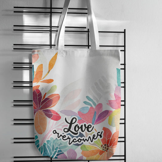 Tote bag - Watercolour floral - Love overcomes - All Over Print