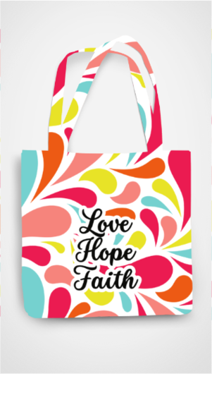 Tote bag - Abstract design - Love.Hope.Faith - All Over Print