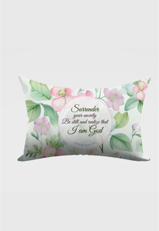 Pillow covers | All over print | Floral | Psalms 46:10 - Surrender | Pastel