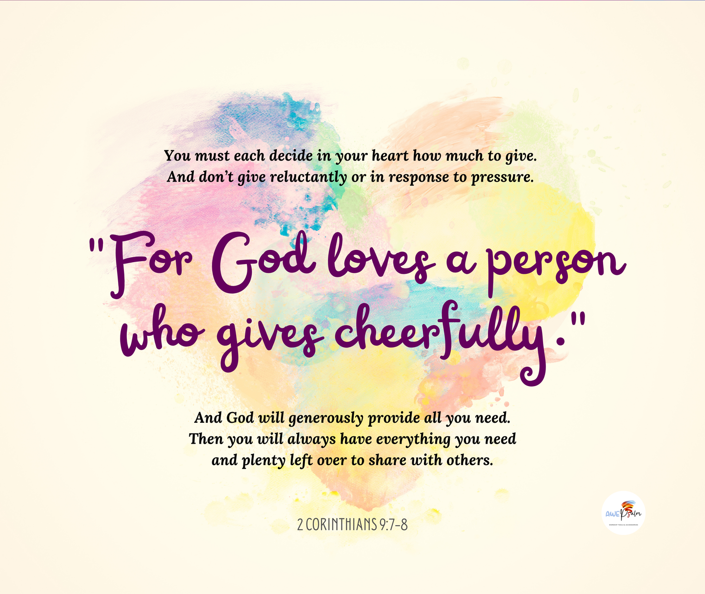 Tumbler Bottle - 2 Cor 9:7 - Cheerful giver