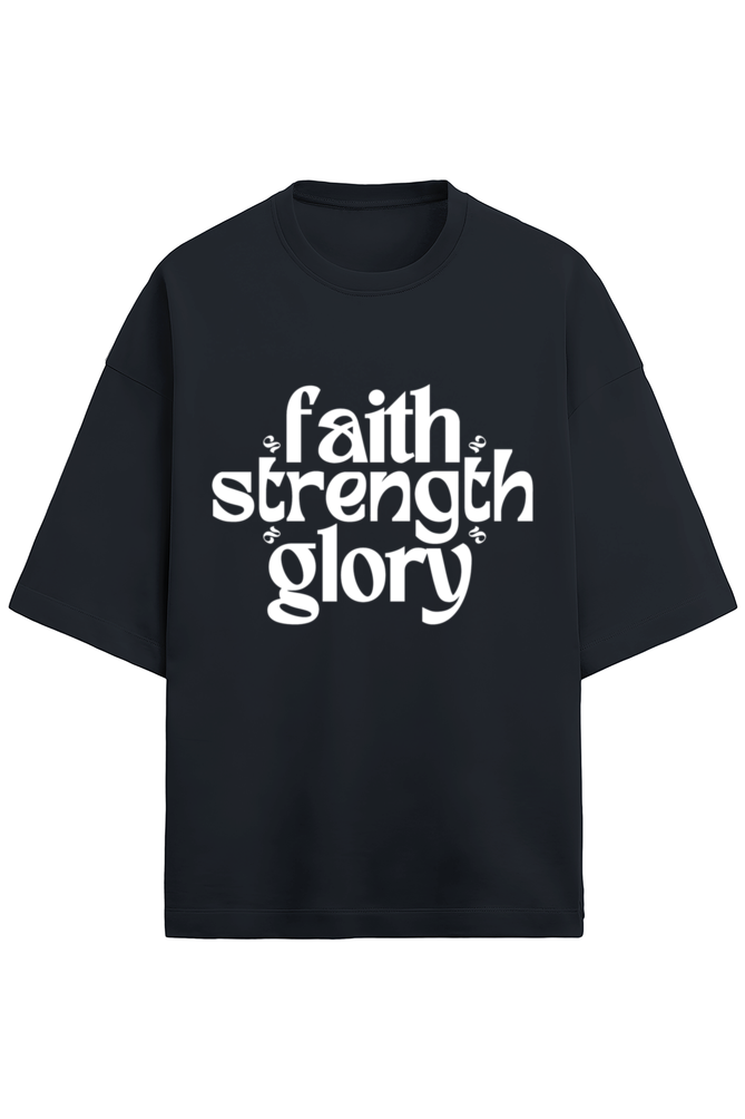 Faith Strength Glory x 2 - Terry - Puff White