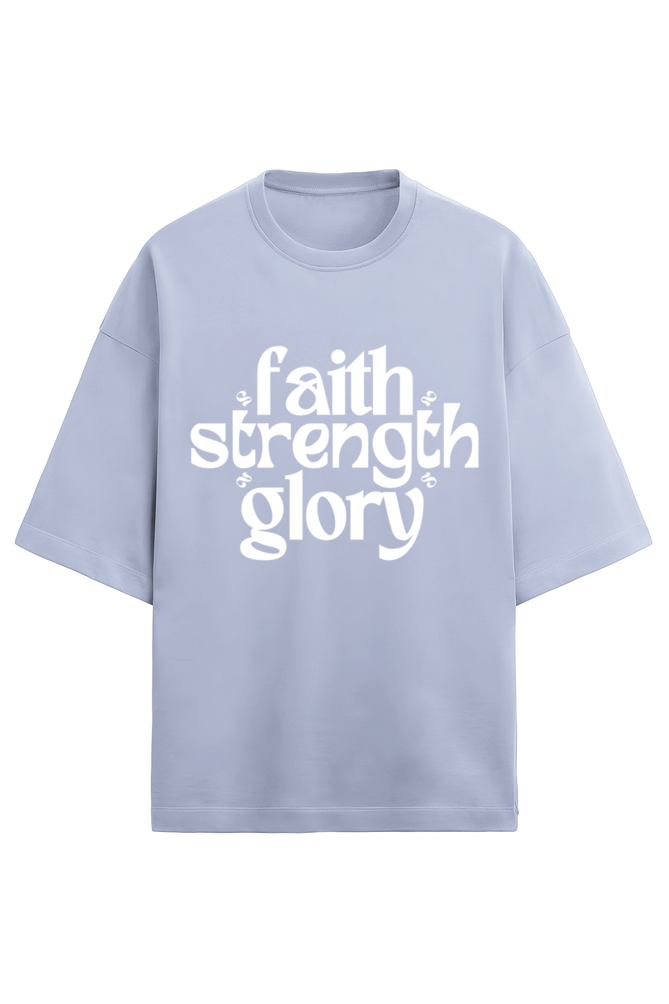 Faith Strength Glory x 2 - Terry - Puff White