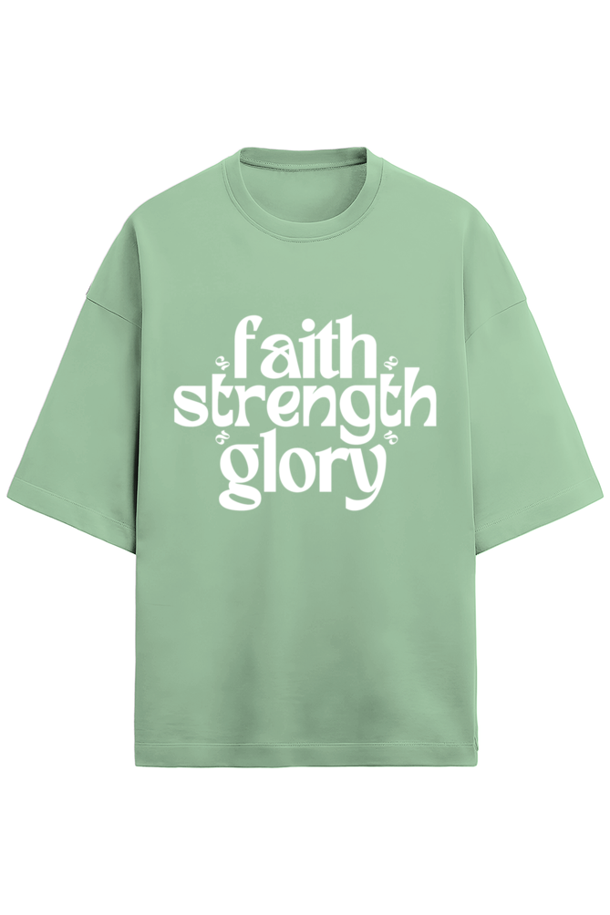 Faith Strength Glory x 2 - Terry - Puff White