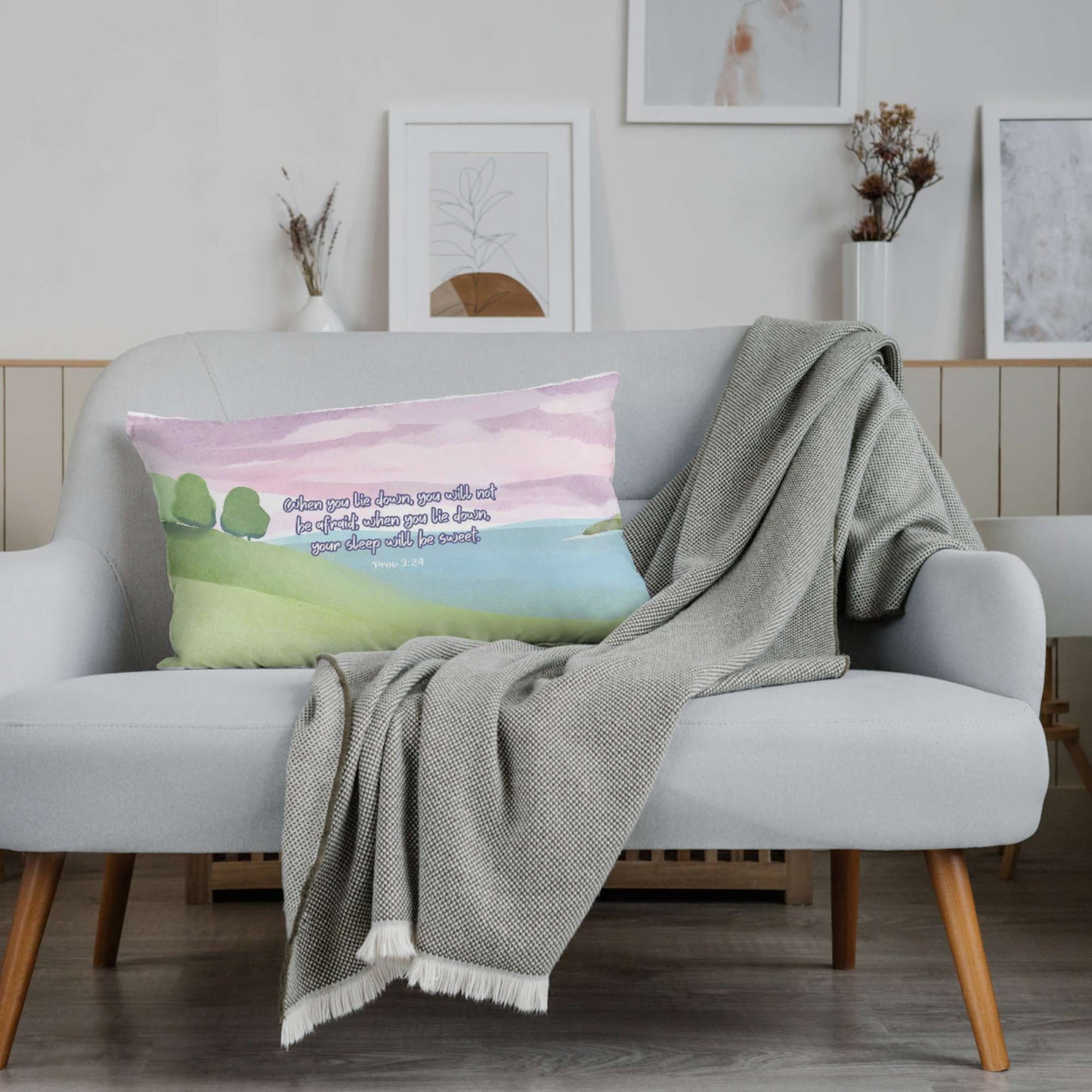 Pillow covers | All over print | Serene view | Prov 3:24 | Watercolour