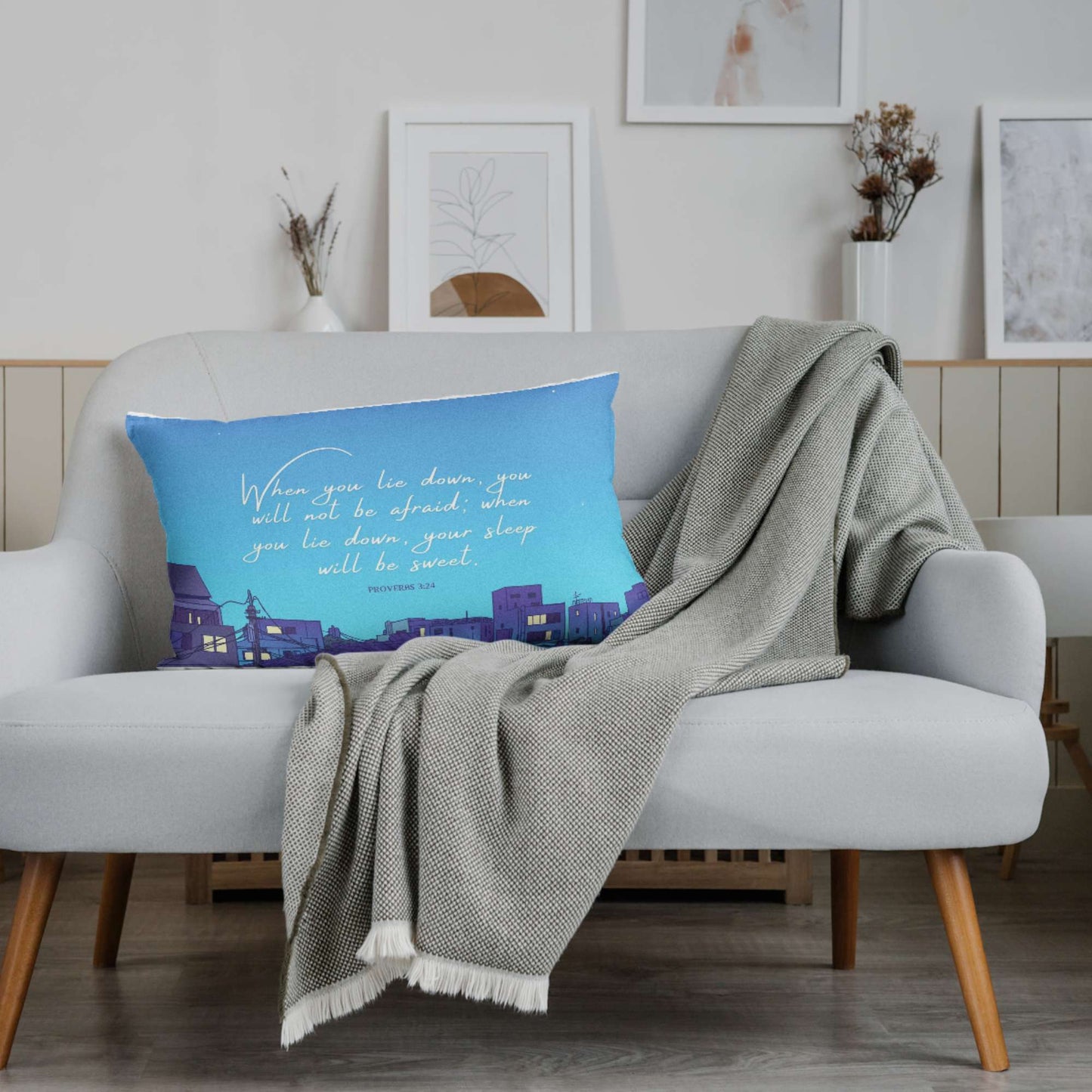 Pillow covers | All over print | Nightlight | Prov 3:24 | Blue