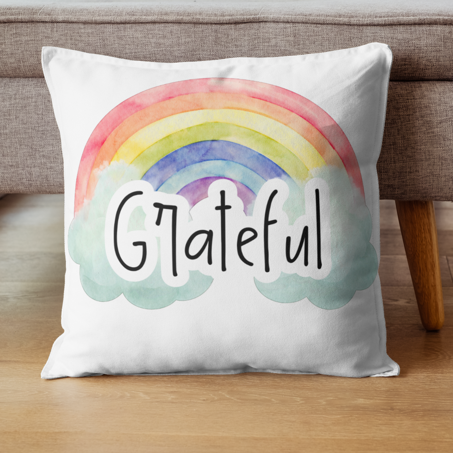 Cushion cover - Grateful- Rainbow- Single