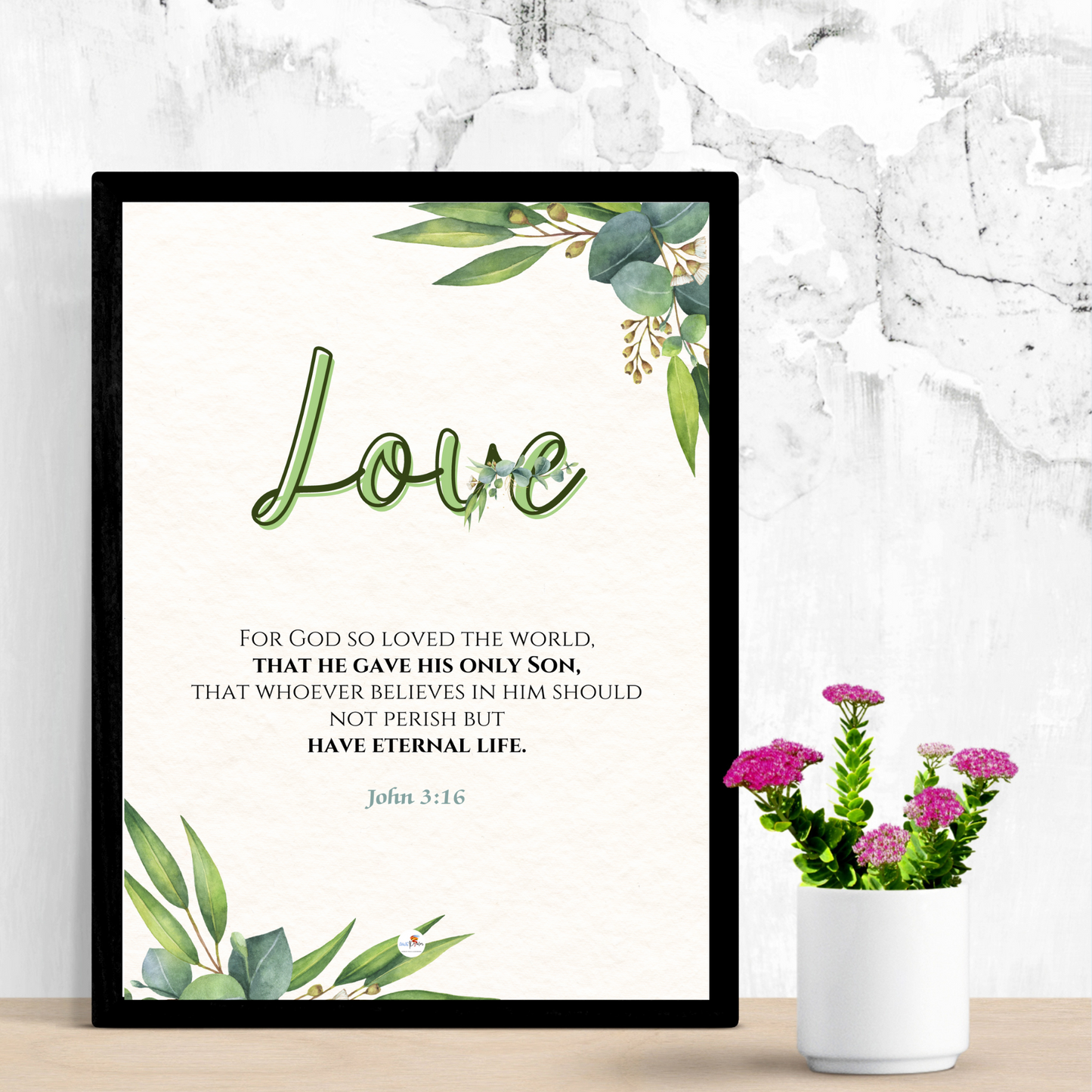 Bible verse frame - English - A4 - John 3:16