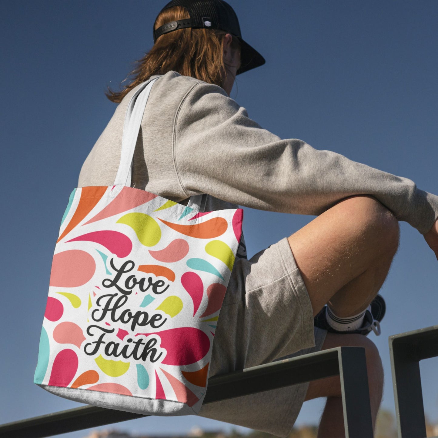 Tote bag - Abstract design - Love.Hope.Faith - All Over Print