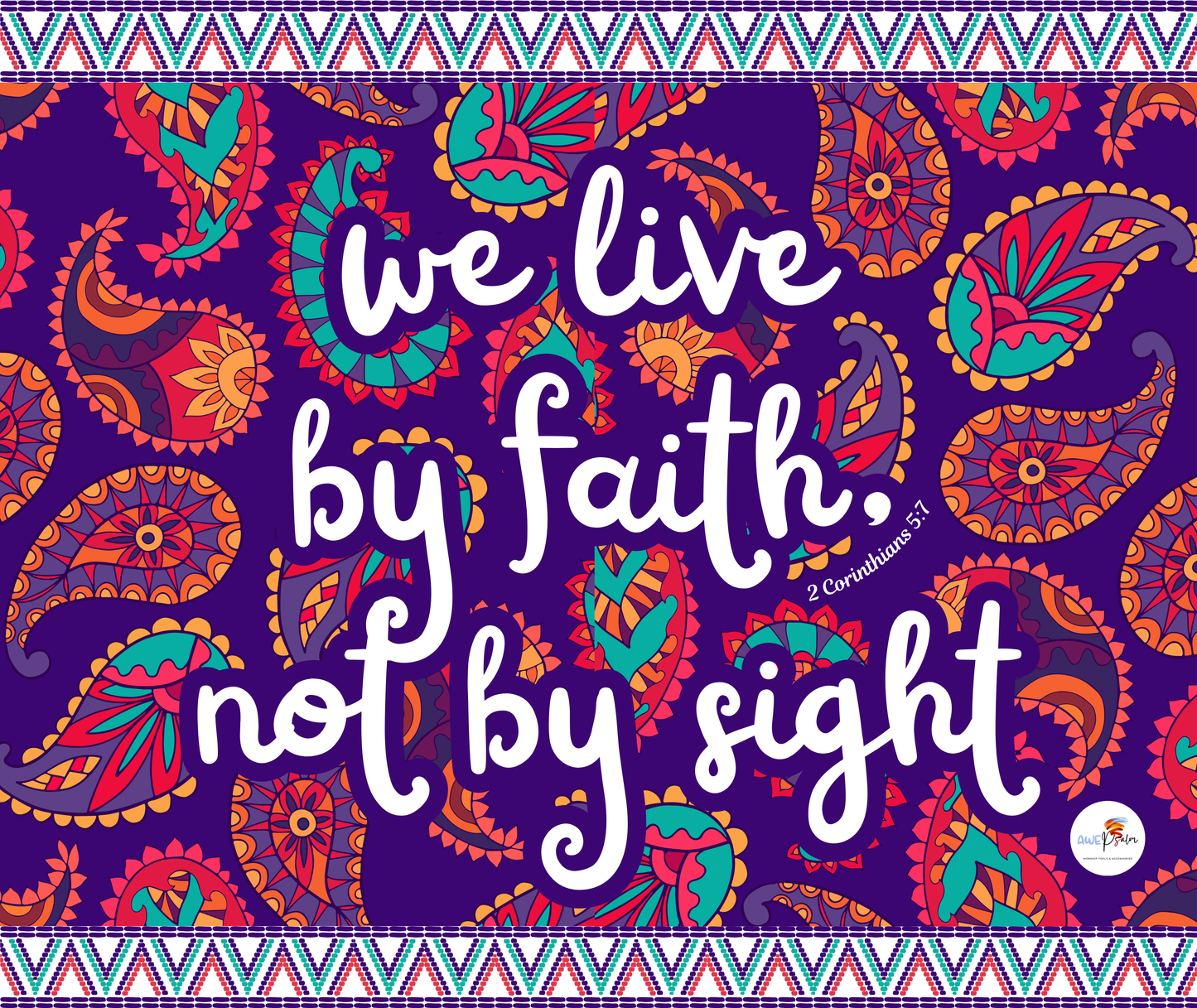 Tumbler Bottle - Live by faith - Paisley pattern