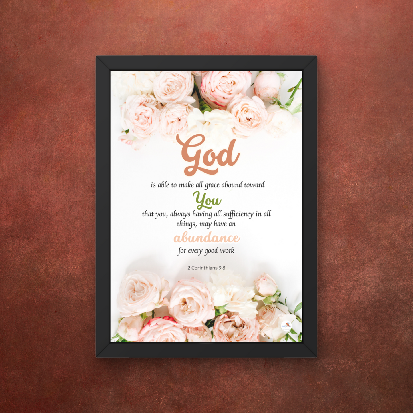 Bible verse frame - Eng - A4 - 2 Cor 9:8