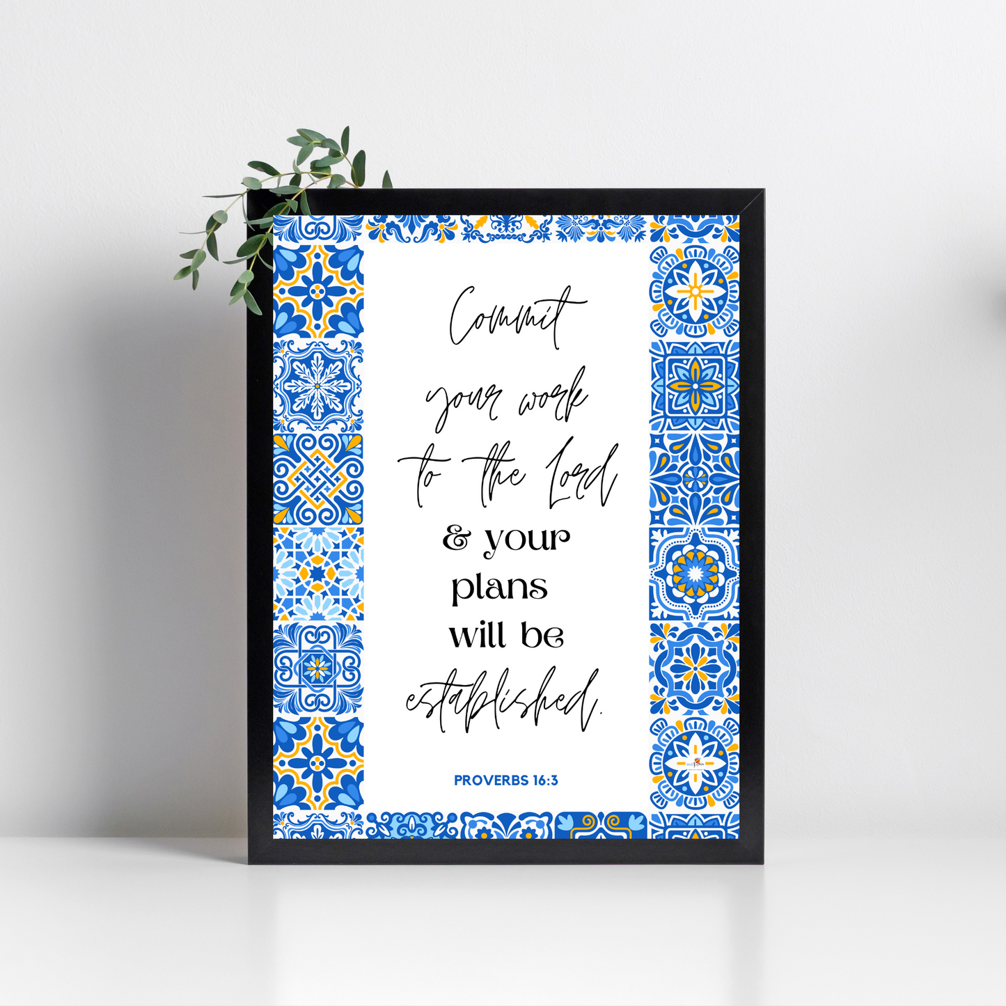 Proverbs 16:3 - Moroccan pattern - A4 Frame - English