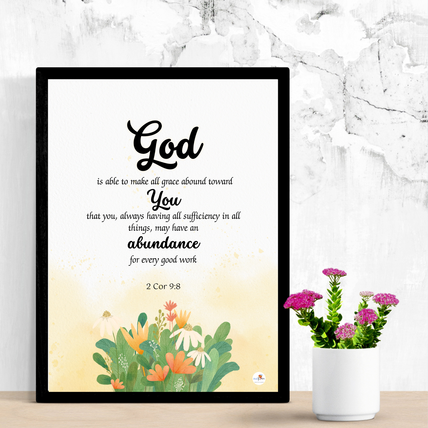 Bible verse frame - Eng - A4 - 2 Cor 9:8