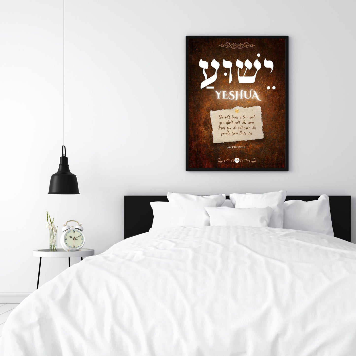 Bible verse frame - Eng & Hebrew - A3 - Yeshua - Matt 1:21