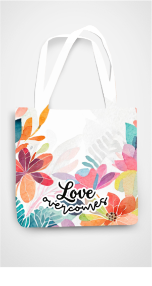 Tote bag - Watercolour floral - Love overcomes - All Over Print