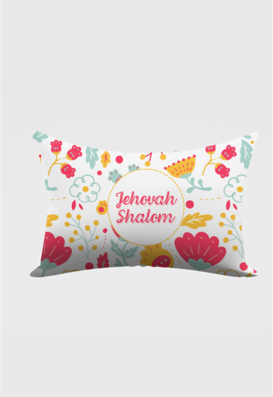 Pillow covers | All over print | Floral | Jehovah Shalom - Peace | White