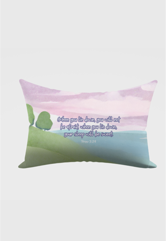 Pillow covers | All over print | Serene view | Prov 3:24 | Watercolour